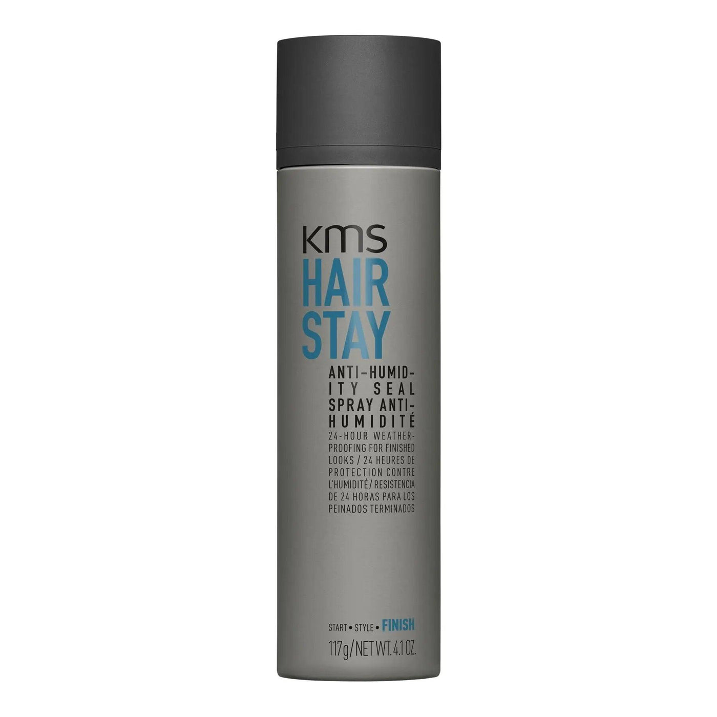 Kms Hairstay Anti-Humidity Seal spray 150ml, protects hair from humidity and frizz for up to 72 hours.