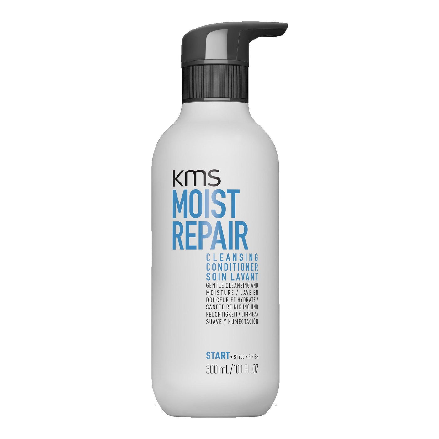 KMS MoistRepair Cleansing Conditioner 300ml; gently cleanses and moisturizes stressed hair without shampoo.