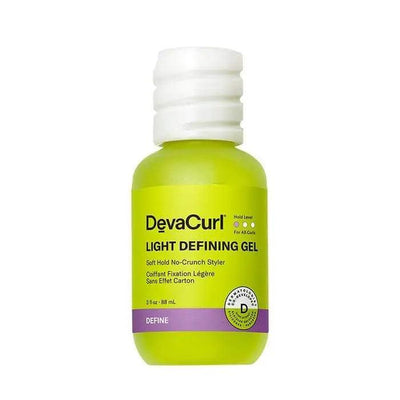 DevaCurl Light Defining Gel Soft Hold No-Crunch Styler in a 3.8 oz bottle, ideal for enhancing curls with shine and flexibility.