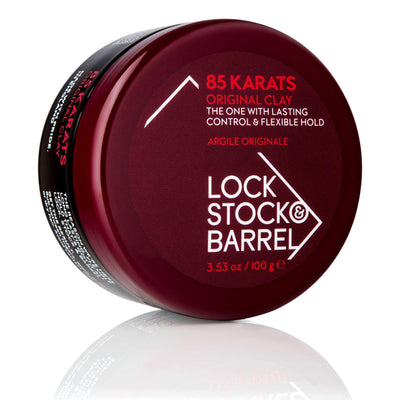 Lock Stock & Barrel 85 Karats Original Clay 3.53 oz for lasting control and flexible hold, vegan and cruelty-free styling product.
