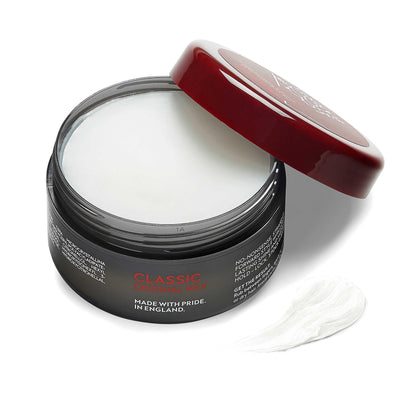 Classic Original Wax in black jar with red lid, 3.53 oz, high shine and medium hold styling product, cruelty-free, vegan.