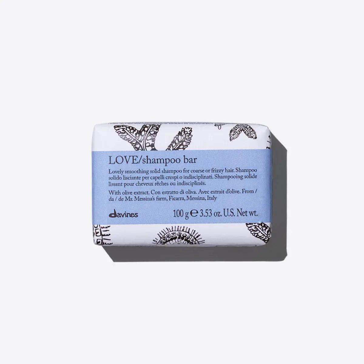 Love shampoo bar for frizzy hair, with olive extract, 3.53 oz, eco-friendly and plastic-free hair care solution by Davines