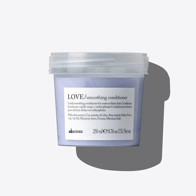 Davines Love Smoothing Conditioner in a 250ml tub, designed to tame frizzy hair and enhance softness and manageability.