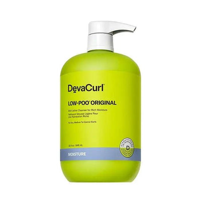 DevaCurl Low-Poo Original Mild Lather Cleanser bottle for rich moisture in dry, medium to coarse curls.