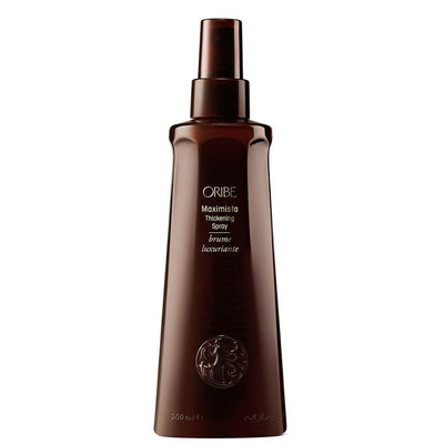 Oribe Maximista Thickening Spray 200ml bottle for adding volume to hair in dark brown packaging