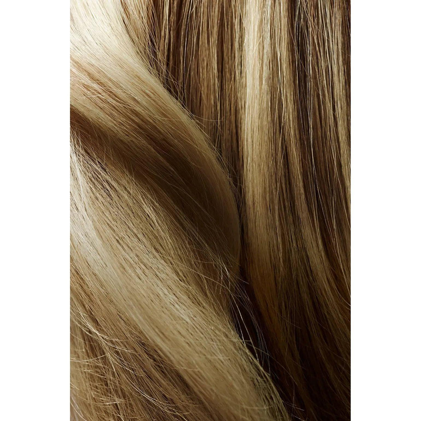 Blonde hair with natural highlights and smooth texture.