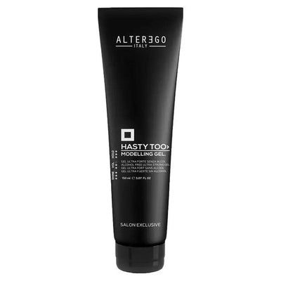 Modelling Gel by Alter Ego Italy in a sleek black tube for defining and molding hair styles with a quick-drying formula.
