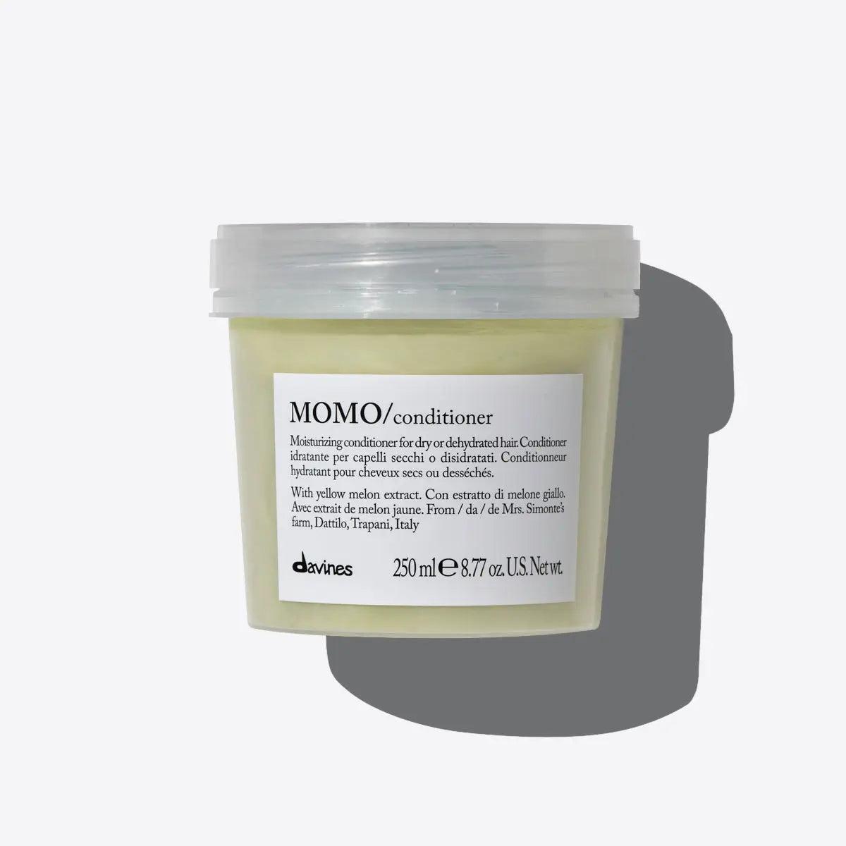 MOMO conditioner for dry, dehydrated hair, 250 ml tub by Davines, moisturizing yellow melon extract, hydrating hair product.