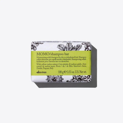 Davines MOMO shampoo bar for dry hair, 100g, moisturizing solid shampoo with melon extract, eco-friendly hair care product.