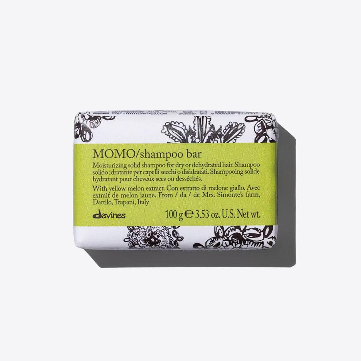 "Davines MOMO Moisturizing Shampoo Bar for Dry or Dehydrated Hair with Yellow Melon Extract - 100g"