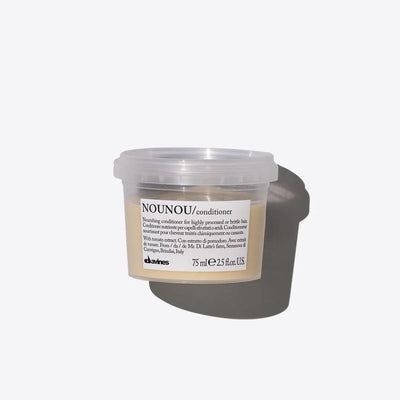Nounou conditioner for highly processed and brittle hair, 75ml container by Davines, nourishing treatment for damaged hair.