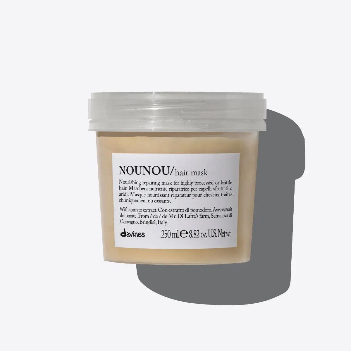 Davines NOUNOU hair mask 250 ml for highly processed or brittle hair, nourishing and repairing treatment.