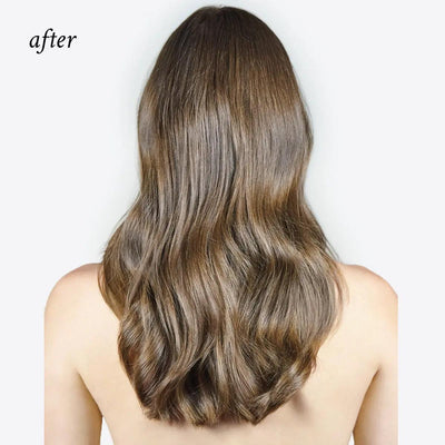 After using Oi Liquid Luster, hair appears shiny, silky, and soft with a glass-like finish.