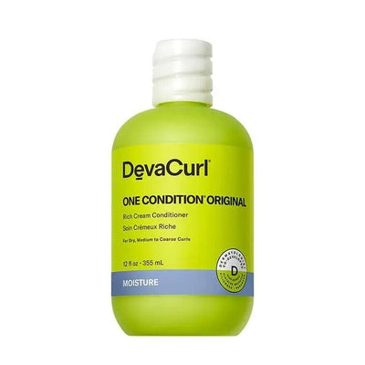 DevaCurl One Condition Original rich cream conditioner for dry, medium to coarse curls in a 12 oz bottle.