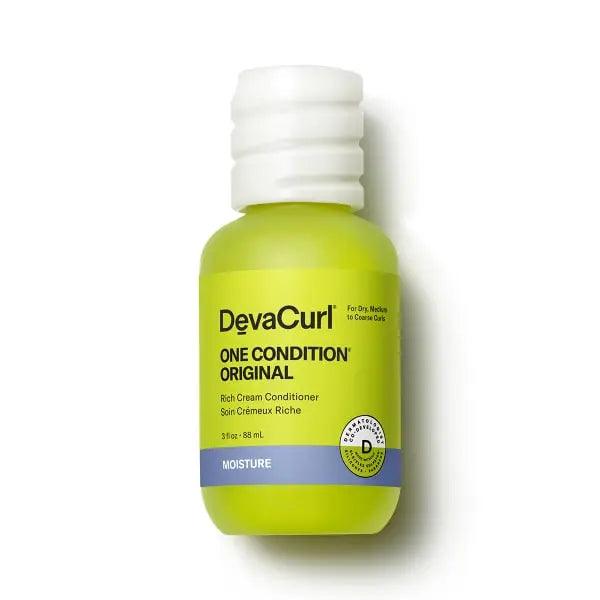 DevaCurl One Condition Original rich cream conditioner for dry, medium to coarse curls in a green bottle.