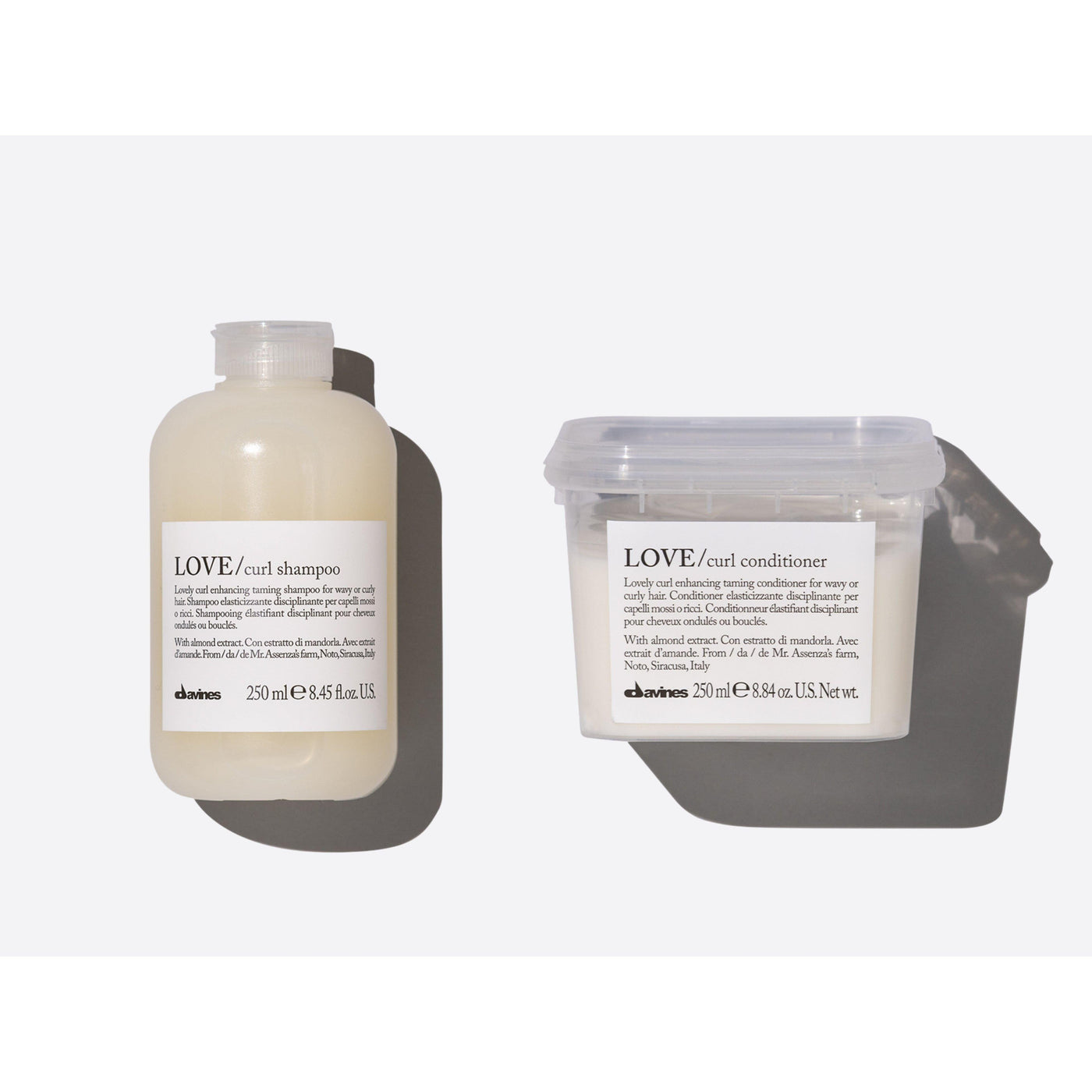 LOVE Curl Shampoo and Conditioner duo by Davines for perfectly moisturized and elastic curls.