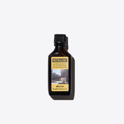 Pasta & Love pre-shaving beard oil by Davines, 50 ml glass bottle.