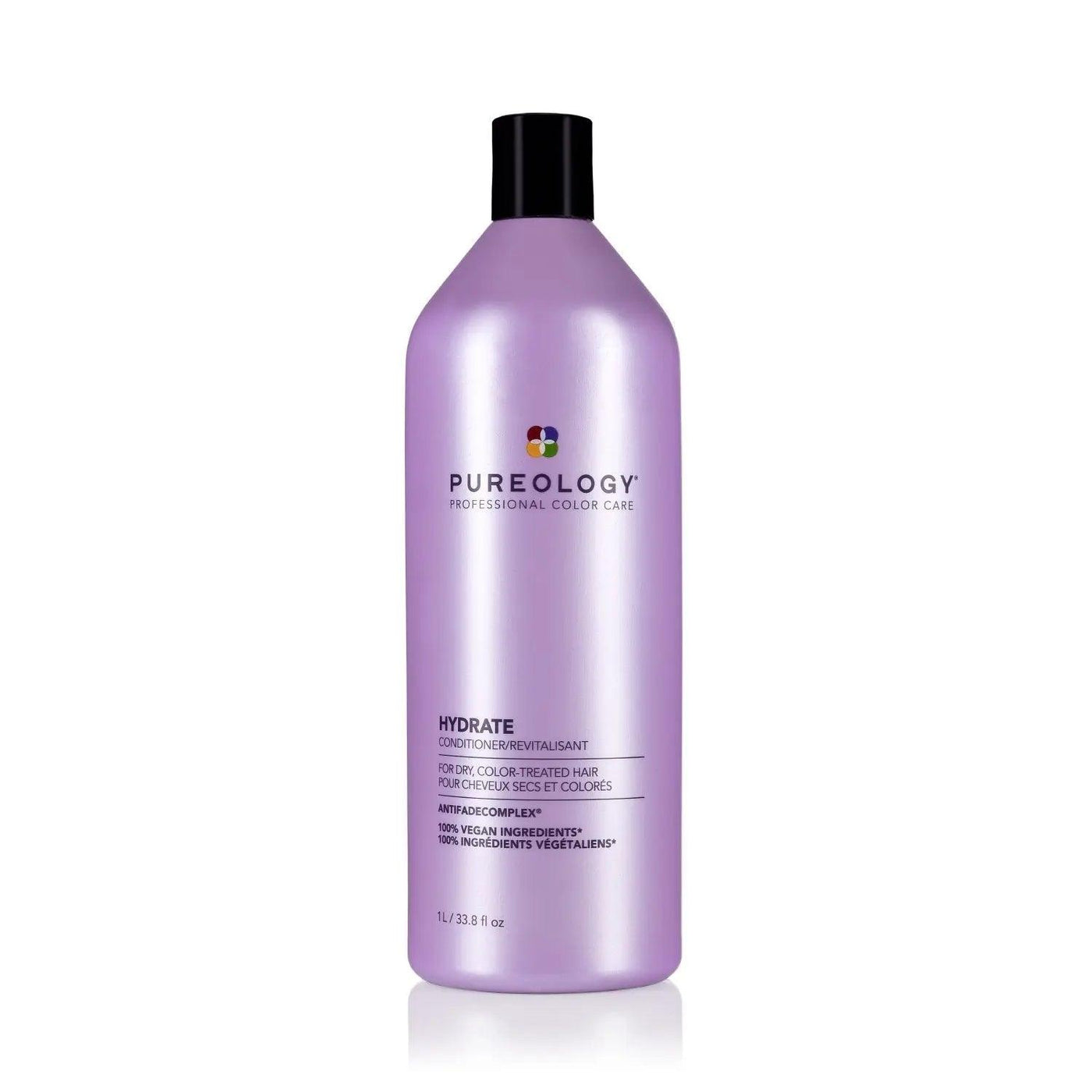 Pureology Hydrate Conditioner 33.8 oz bottle, sulfate-free, moisturizing for color-treated hair with peppermint and corn mint oils.