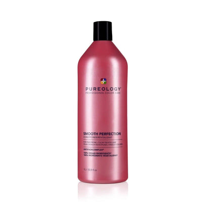 Pureology Smooth Perfection Conditioner bottle for color-treated hair, 33.8 oz, promotes smoothness and manageability.