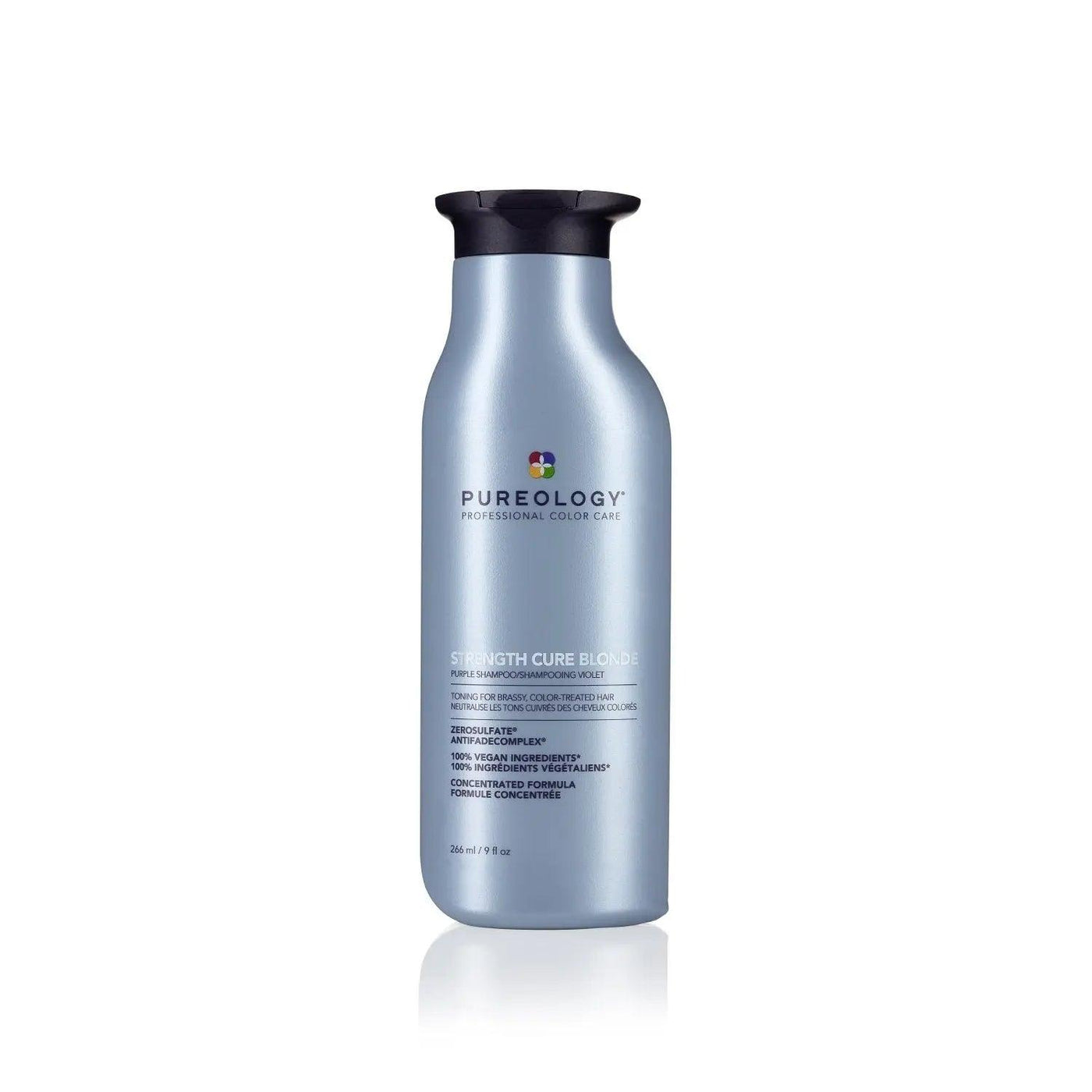 Pureology Strength Cure Best Blonde Shampoo bottle for cleansing and toning blonde hair with ZeroSulfate formula.