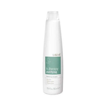 Lakmé K. Therapy Purifying Shampoo bottle for oily hair, featuring a pH neutral formula with a refreshing glacier water fragrance.