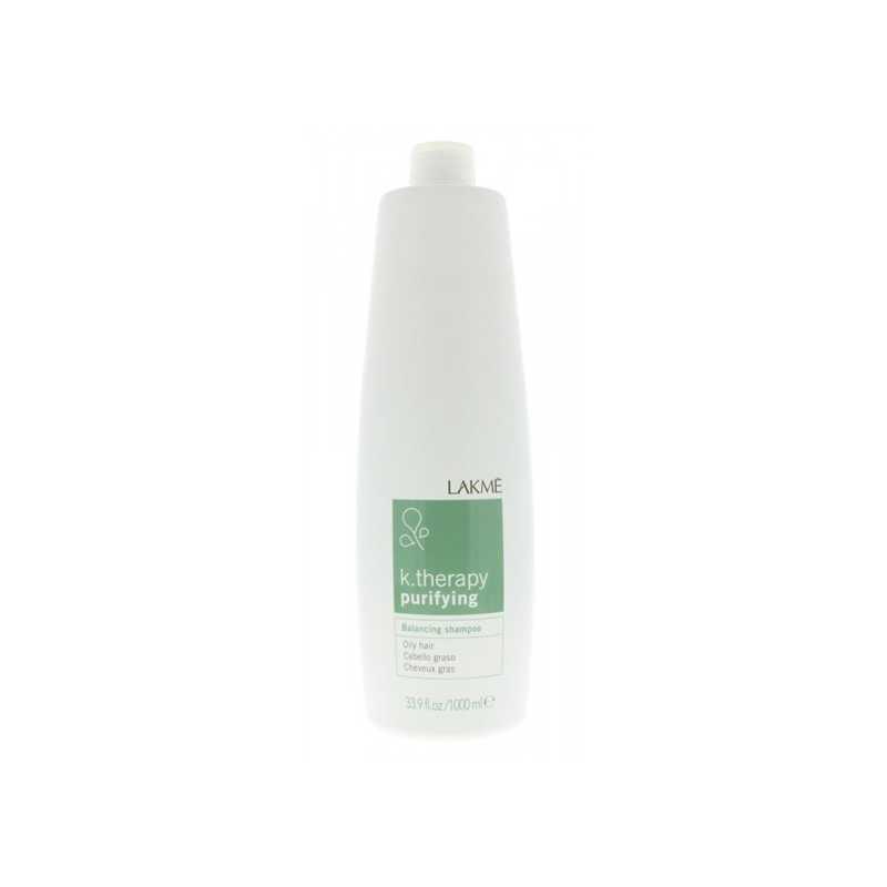 Lakme K.Therapy Purifying Shampoo bottle for daily scalp cleansing and sebaceous regulation with refreshing Zermatt glacier fragrance.