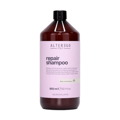 Repair shampoo bottle from Alter Ego Italy, 950ml, designed to cleanse and strengthen damaged hair.