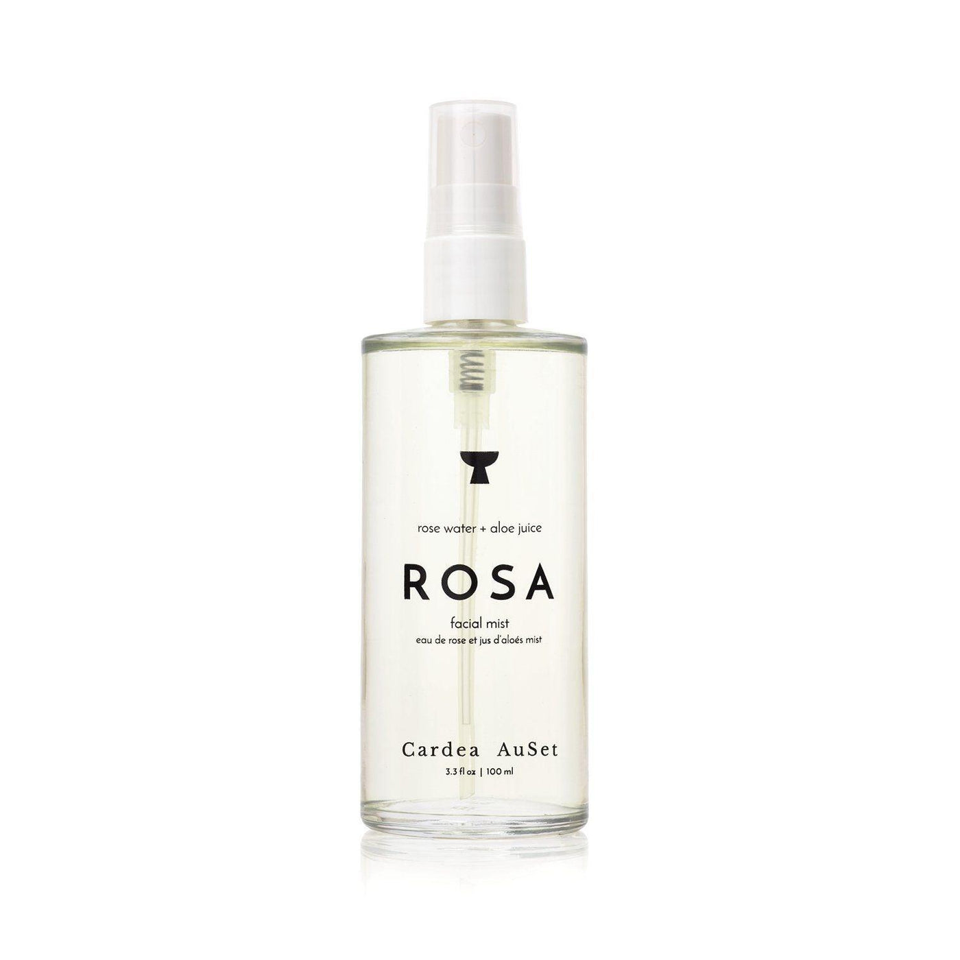 Rosa facial mist bottle with rose water and aloe juice by Cardea AuSet, 100ml size