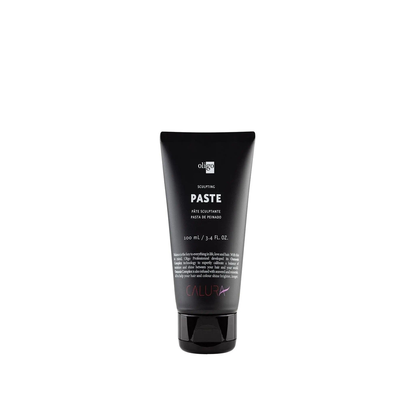 Sculpting paste in a black tube for short hair styling, offering matte texture and reworkable hold for versatile looks.