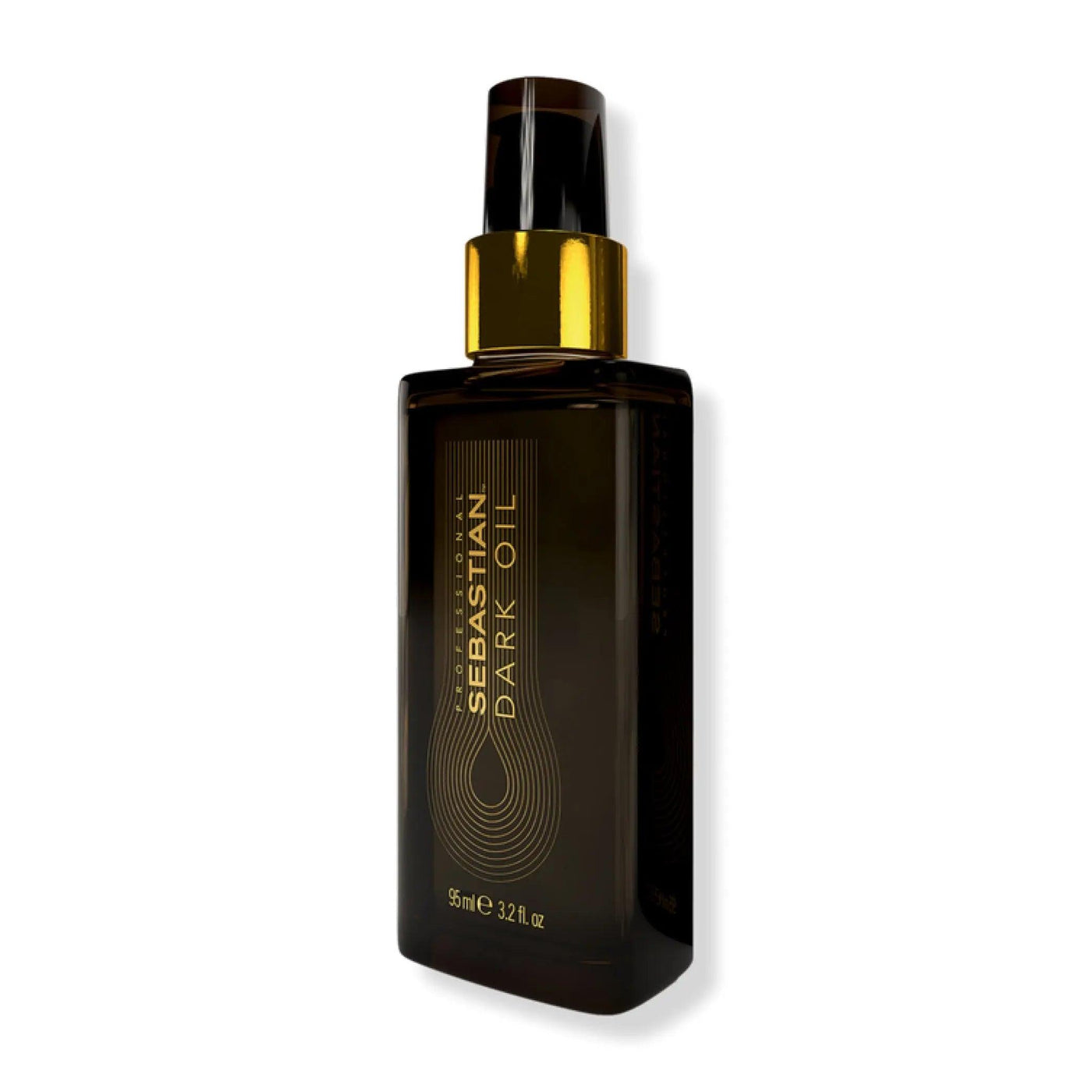 Sebastian Dark Oil bottle, a lightweight styling oil that smooths and nourishes hair with a luxurious fragrance.