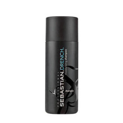 Sebastian Drench Shampoo bottle for nourishing dry, frizzy, and chemically treated hair with intense hydration.