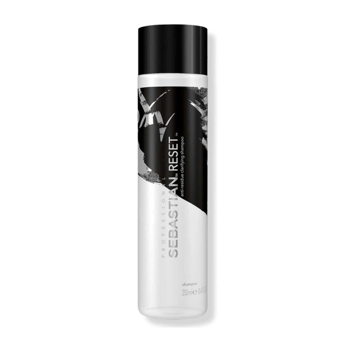 Sebastian Reset Shampoo bottle, a clarifying shampoo for color-treated hair, ideal for daily use and removing residue.