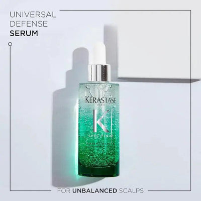 Kérastase Universal Defense Serum for unbalanced scalps, promoting scalp health and hydration.