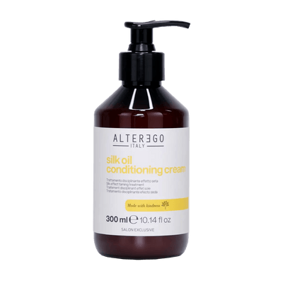Silk Oil Conditioning Cream by Alter Ego Italy, 300ml bottle for nourishing and smoothing frizzy hair.
