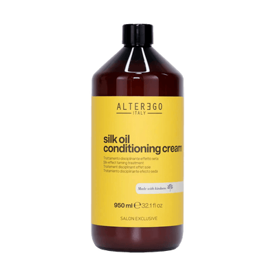 Silk Oil Conditioning Cream bottle by Alter Ego, nourishes and smooths unruly hair, 950ml salon exclusive.