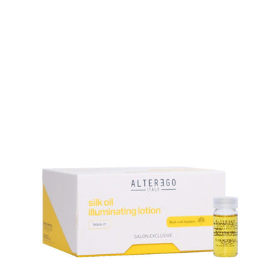Silk Oil Illuminating Lotion by Alterego Italy in a salon-exclusive packaging, perfect for nourishing unruly hair.