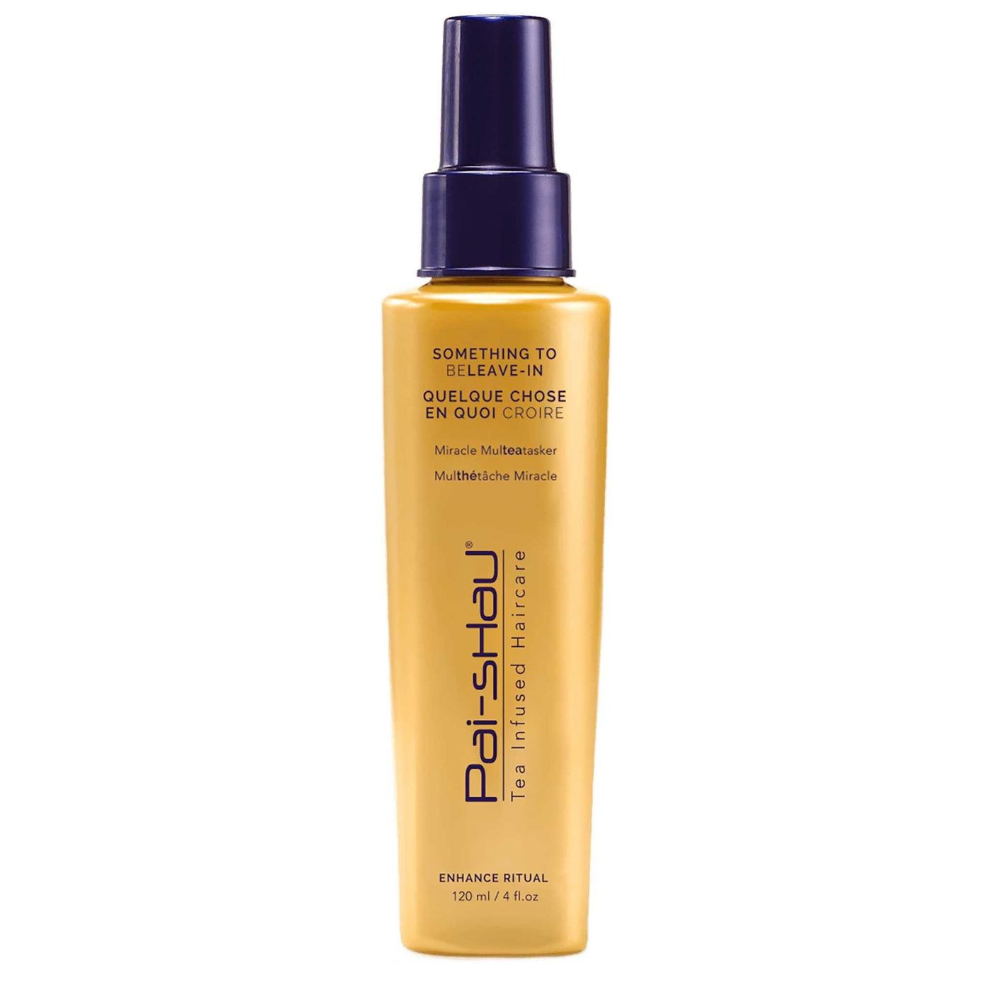 Bottle of Pai Shau Something To BeLeave-In, a miracle multitasker for silky, hydrated hair with intense moisture and shine.