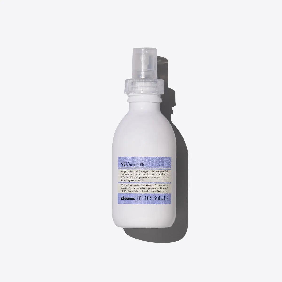 SU Milk leave-on spray cream for hair with UV protection, keeping hair soft and light during sun exposure.