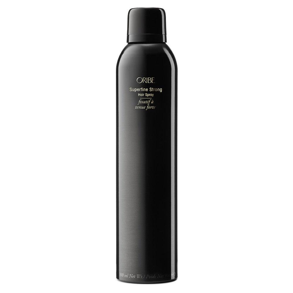 Oribe Superfine Strong Hair Spray bottle in black packaging for ultimate hair hold and styling - 300ml