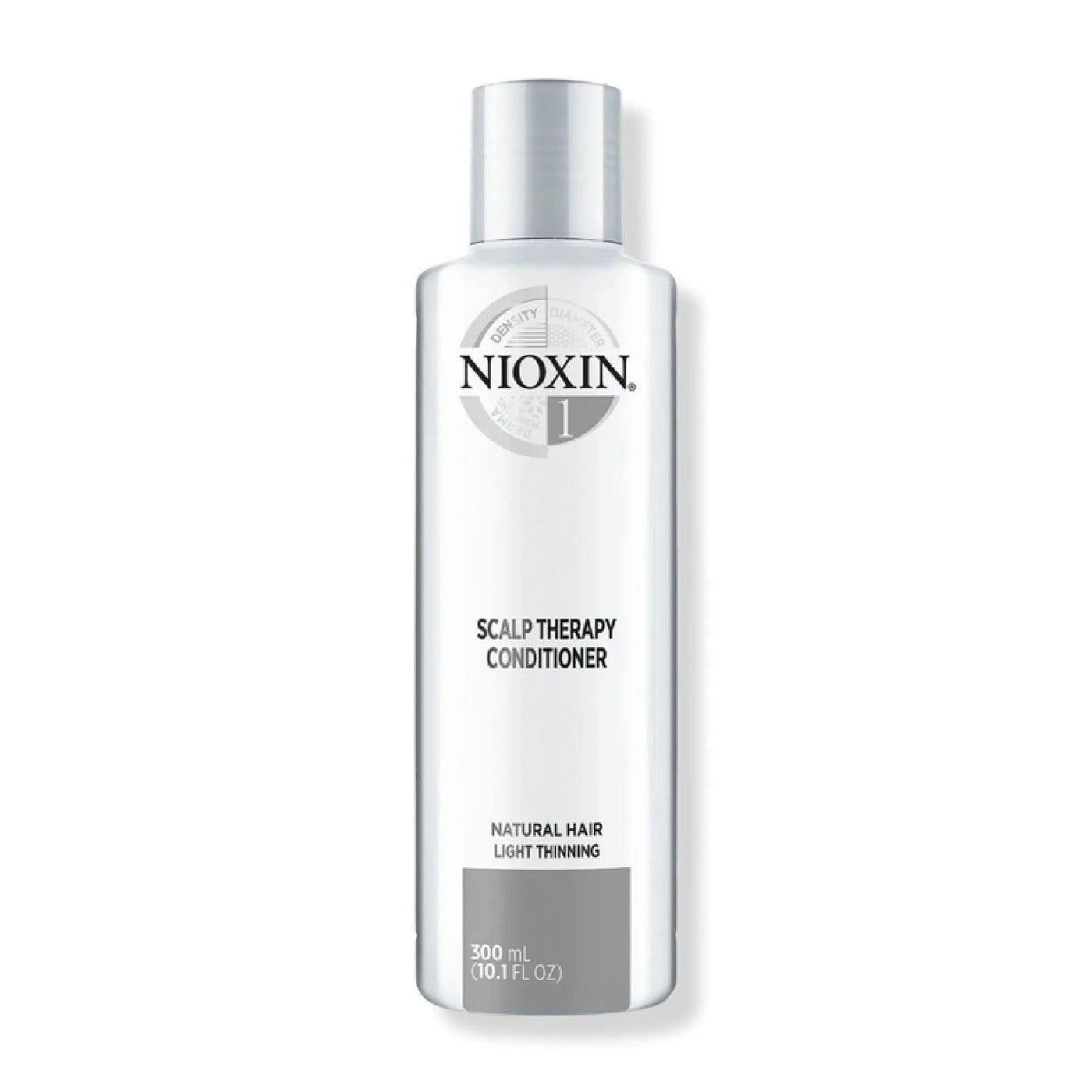 Nioxin System 1 Scalp Therapy Conditioner for fine, natural hair with light thinning, 300ml bottle.
