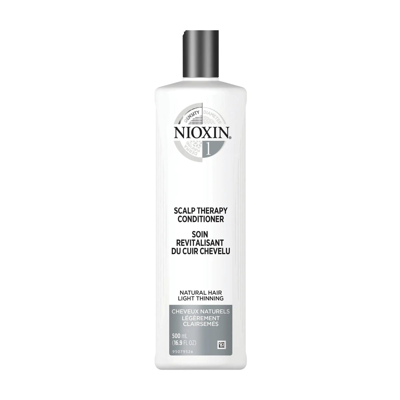Nioxin System 1 Scalp Therapy Conditioner for fine, natural hair with light thinning, promoting thicker and fuller hair.