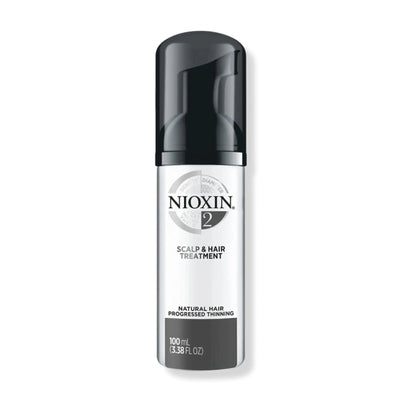 Nioxin System 2 Scalp & Hair Leave-In Treatment for natural hair with progressed thinning, 100 mL bottle.