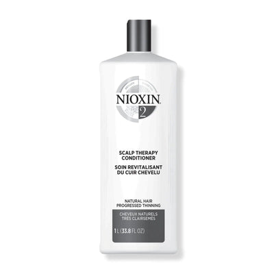 Nioxin System 2 Scalp Therapy Conditioner for fine, progressed thinning natural hair in a 1 liter bottle.