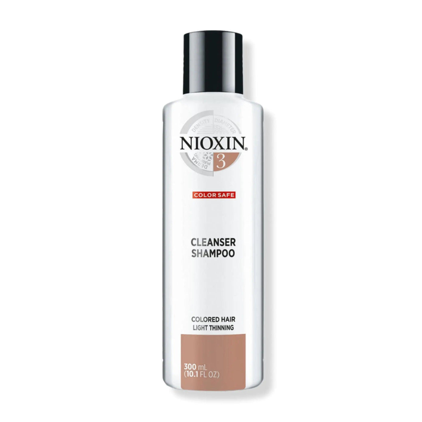 Nioxin System 3 Cleanser Shampoo for color-treated hair, 300ml, detoxifies fine and thinning hair while removing buildup.