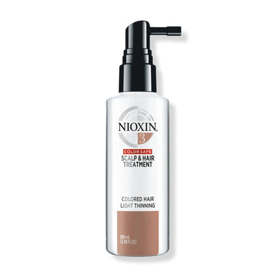 Nioxin System 3 Scalp & Hair Treatment for colored hair with light thinning, 100ml leave-in treatment bottle.