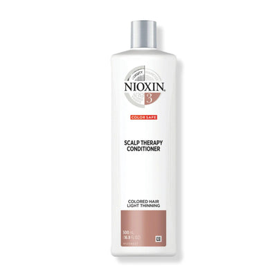 Nioxin System 3 Scalp Therapy Conditioner for colored hair, 500ml, designed for normal to light thinning hair.