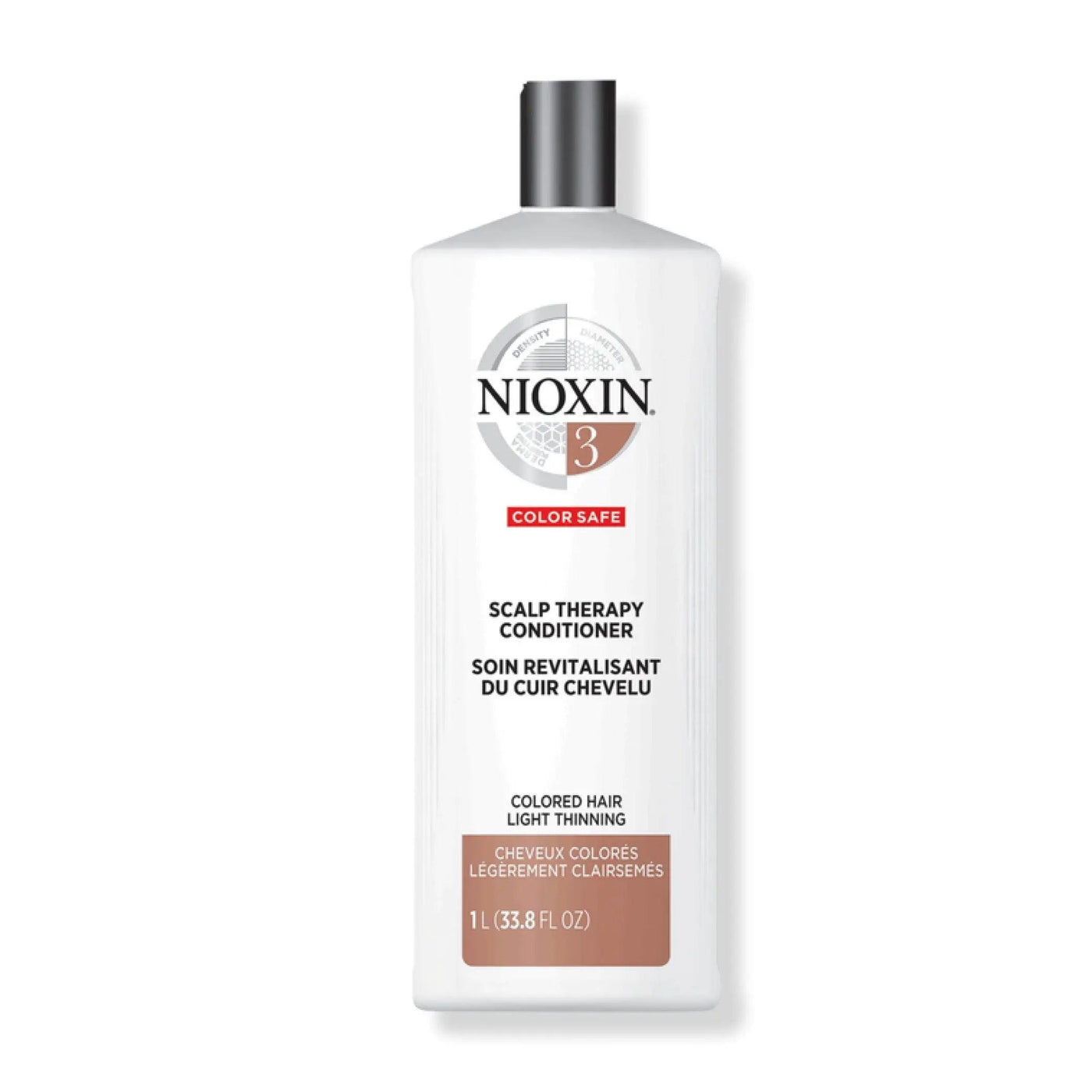 Nioxin System 3 Scalp Therapy Conditioner for colored hair, supports thicker, fuller hair with light thinning.