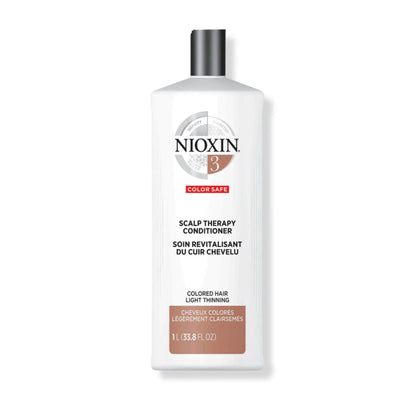 Nioxin System 3 Scalp Therapy Conditioner for colored hair, supports thicker, fuller hair with light thinning.