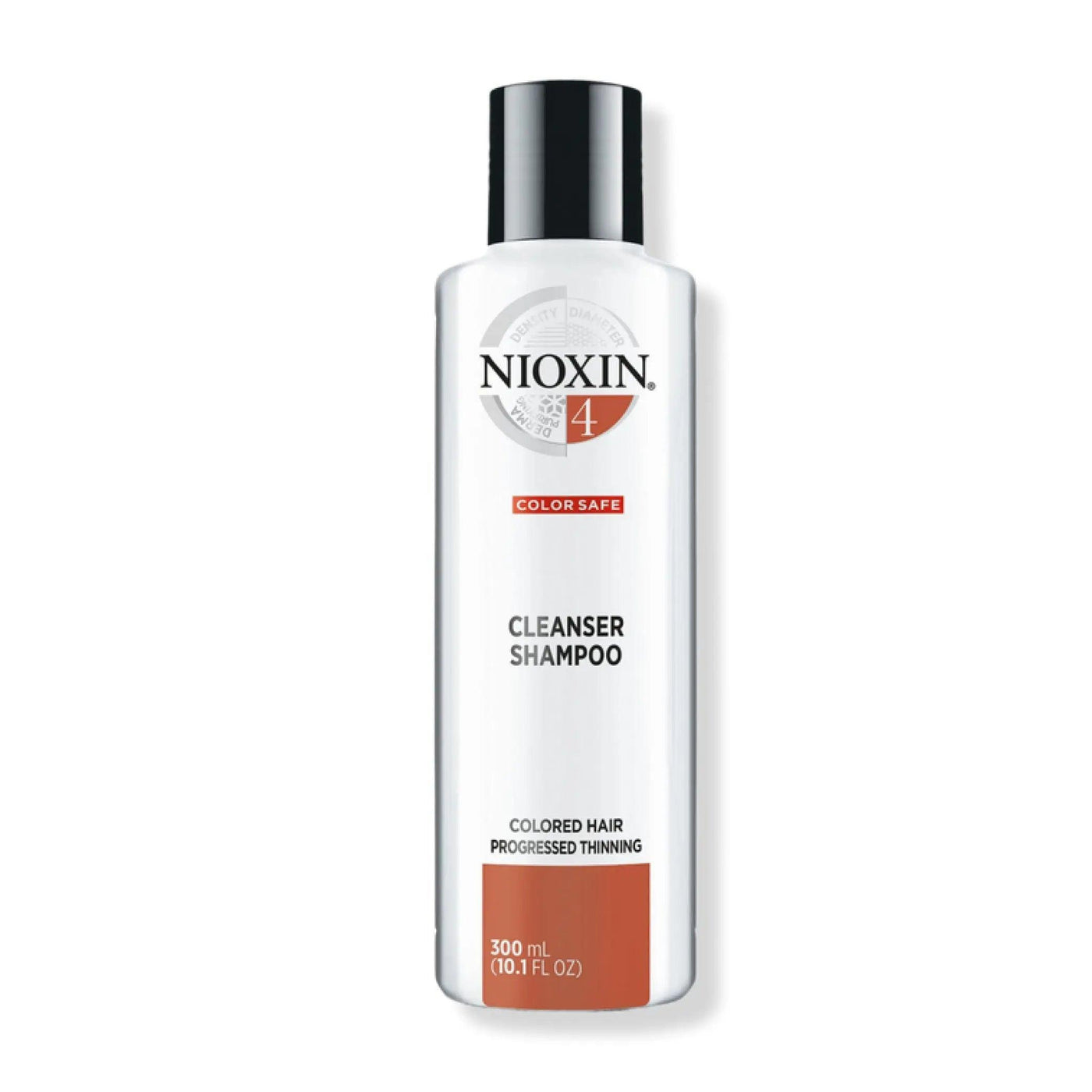 Nioxin System 4 Cleanser Shampoo bottle for colored hair with progressed thinning, detoxifying and removing product buildup.