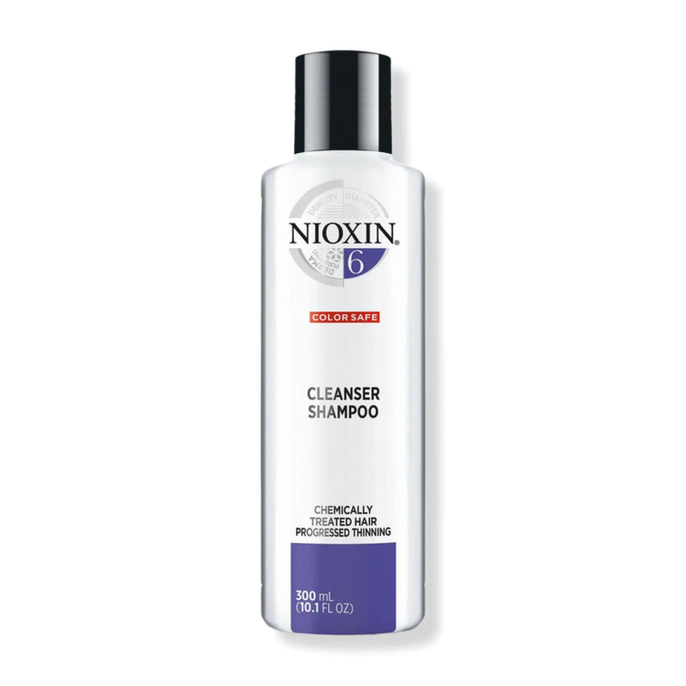 Nioxin Cleanser Shampoo System 6, 300ml, for chemically treated hair with progressed thinning and detoxifying benefits.
